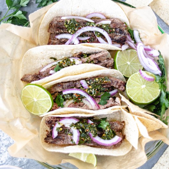 Chimichurri Flank Steak Tacos