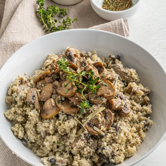 Cauliflower Rice Mushroom Risotto