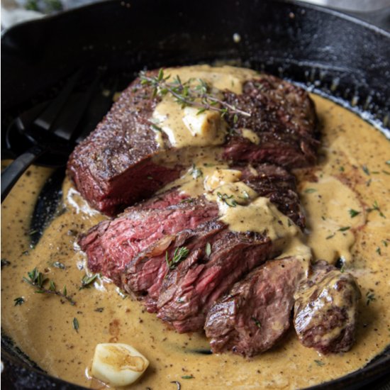 Bavette Steak Whiskey Garlic Sauce