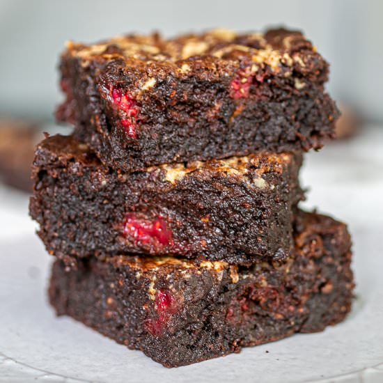 Raspberry Tahini Chocolate Brownies