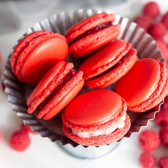 Raspberry French Macarons