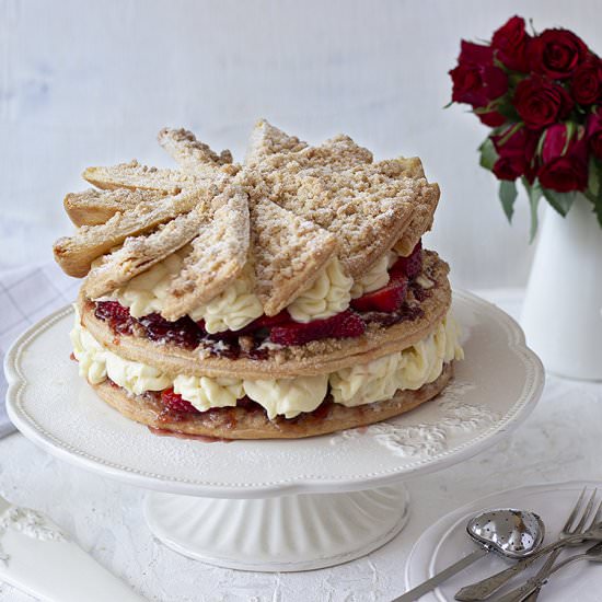 Strawberry Vanilla Shortbread Cake