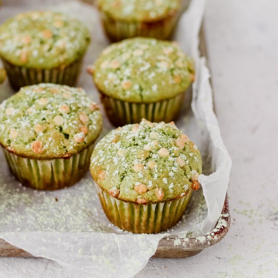 Matcha White Chocolate Muffins