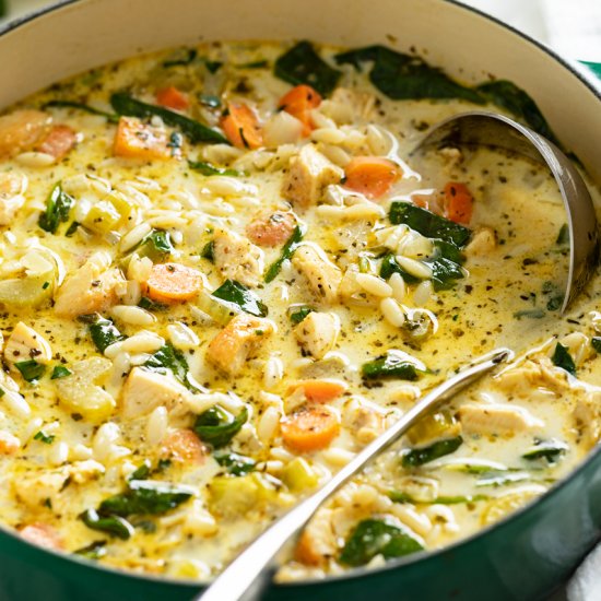 Lemon Chicken Orzo Soup