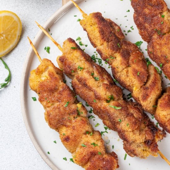 Tender Breaded Chicken on Skewers