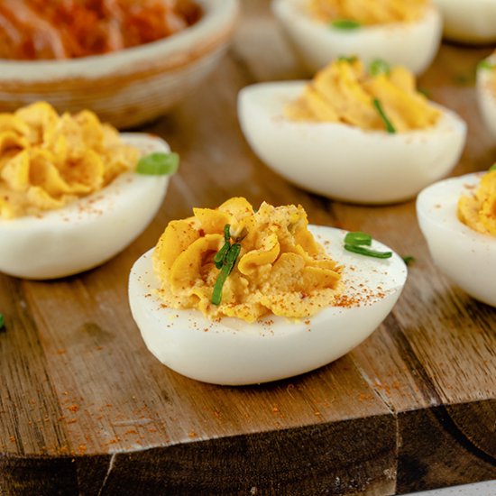 Kimchi Deviled Eggs