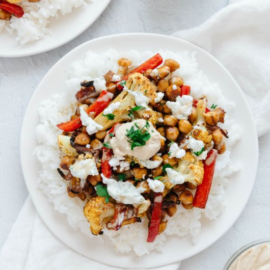 Vegan Sheet Pan Shawarma Bowls