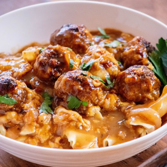 French Onion Chicken Meatballs