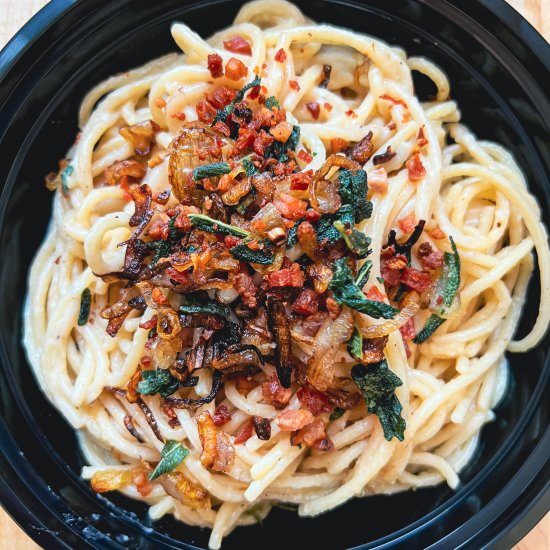 Rosé Pasta with Pancetta & Shallots