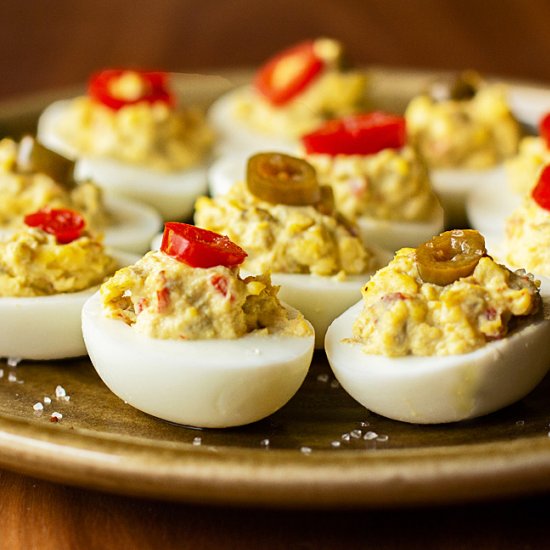 Green Chile Deviled Eggs