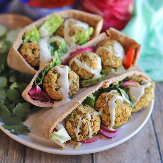 Falafel sandwich in a pita pocket