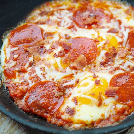 Keto Pizza Eggs with Bacon