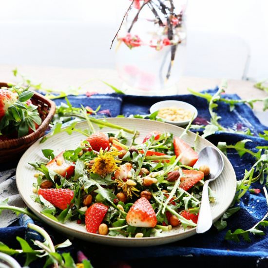 Baby Dandelion Greens with Strawber