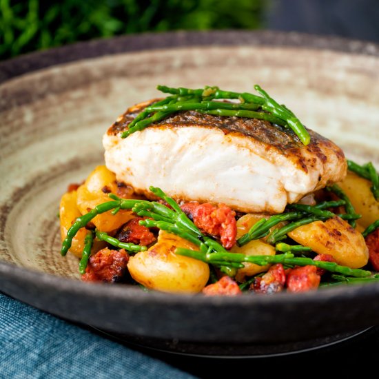 Pan Fried Hake with Chorizo