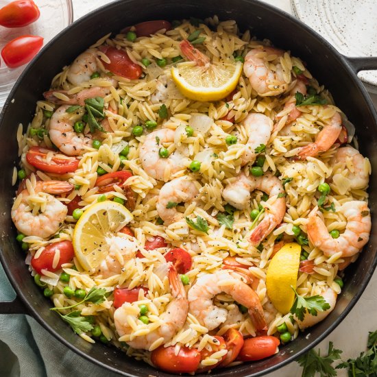 One Pot Lemon Shrimp Orzo