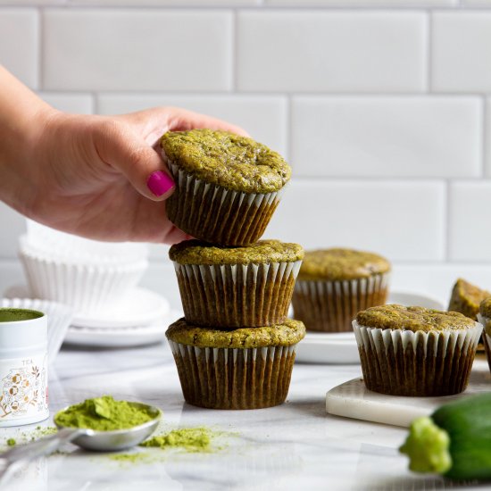 Zucchini Matcha Muffins