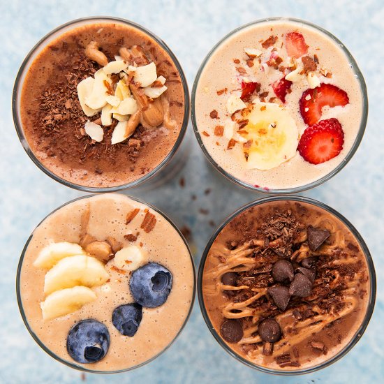 Peanut Butter Smoothie – 4 ways!