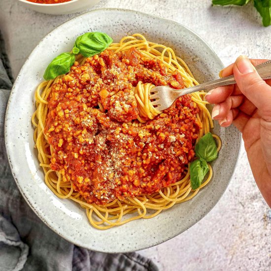 Easy Vegan Spaghetti & “Meat” Sauce