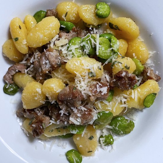 Fava Bean & Sausage Gnocchi