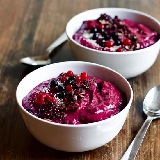 Beet Berries Avocado Smoothie Bowl