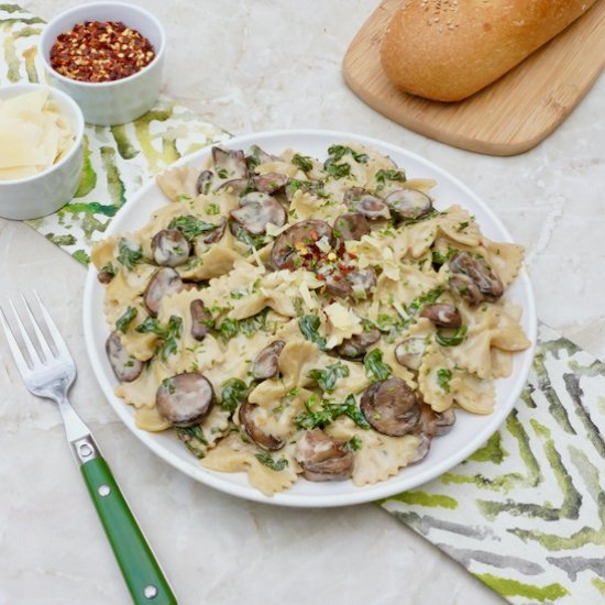 Creamy Mushroom Spinach Bowties