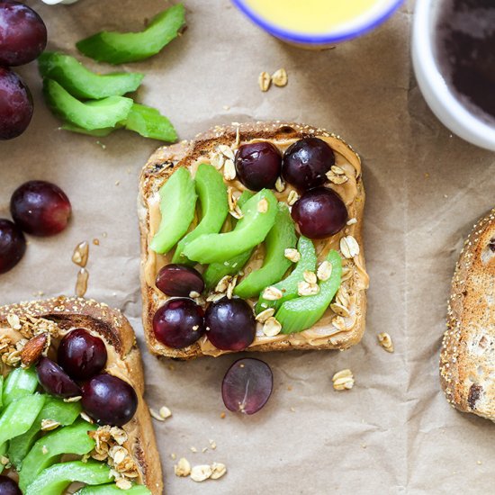 Peanut Butter Toast with Celery