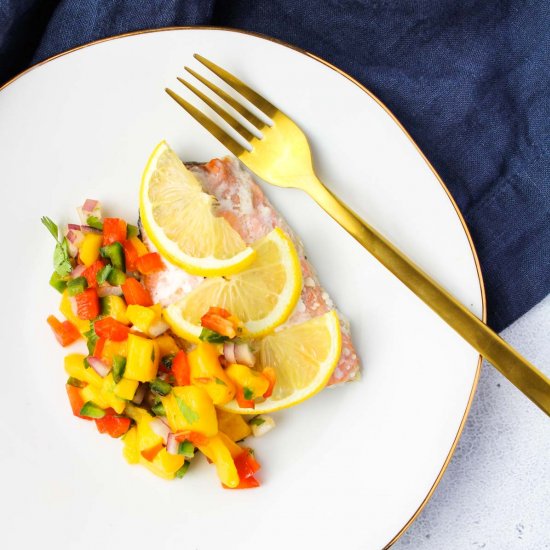 Baked Salmon with Mango Salsa