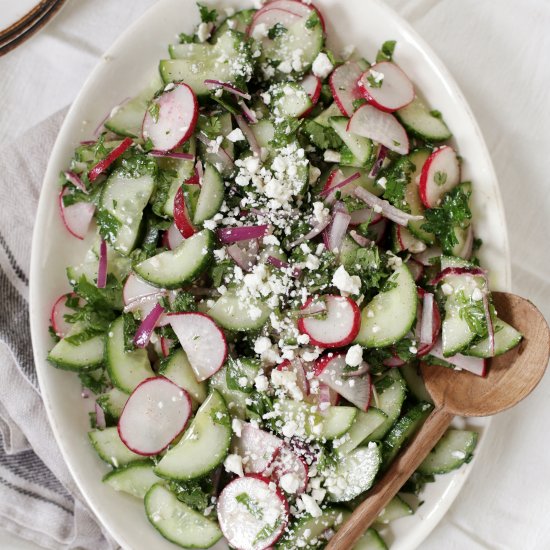 radish, cucumber and herb salad