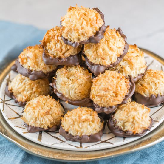 Chocolate Dipped Coconut Macaroons