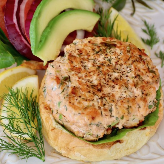 Salmon Burgers with Lemon & Dill