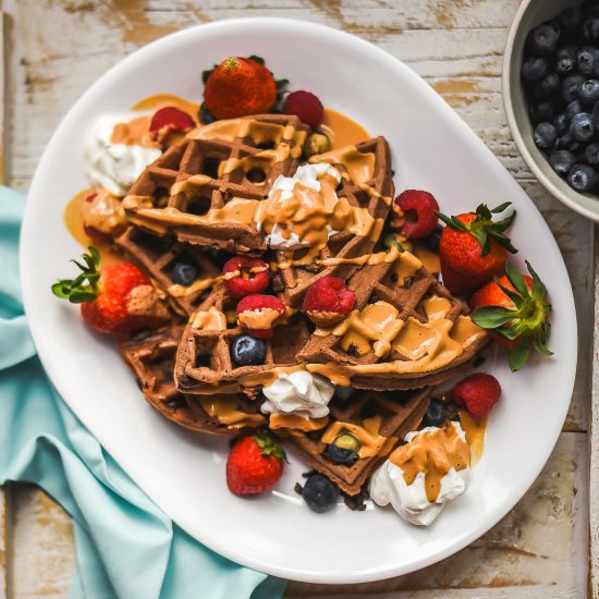 Chocolate Waffles+Maple Butter (V)