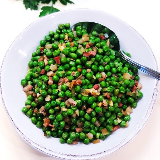 Peas with Shallots & Pancetta