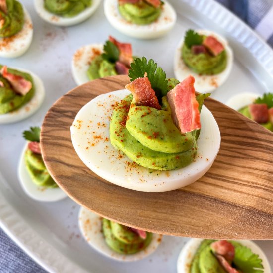 Easy Bacon Avocado Deviled Eggs