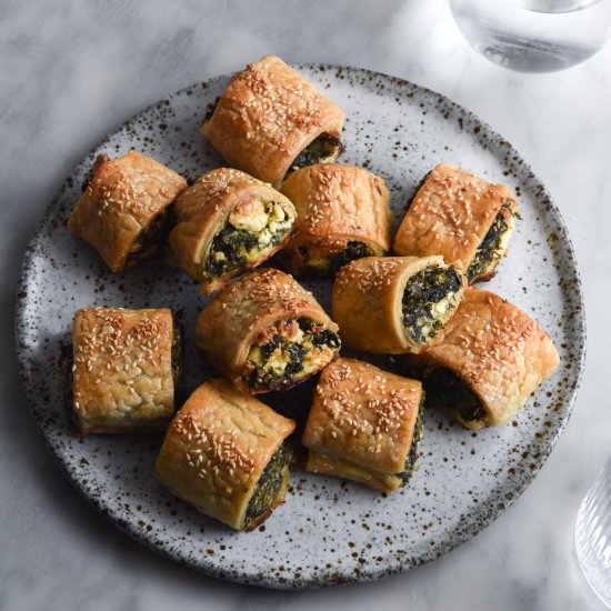 Gluten free spinach and feta rolls