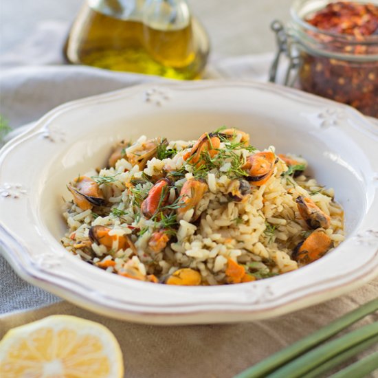 Greek rice with mussels