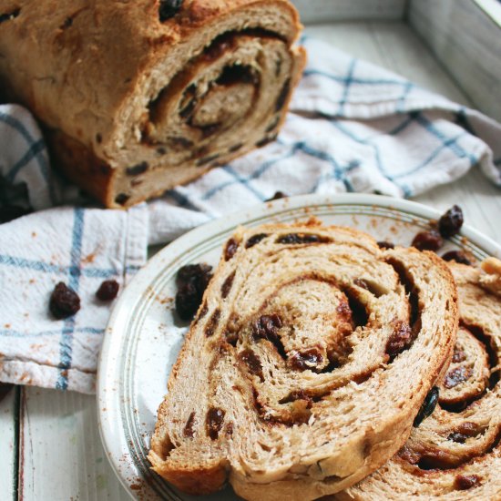 Eggless Cinnamon Raisin Bread