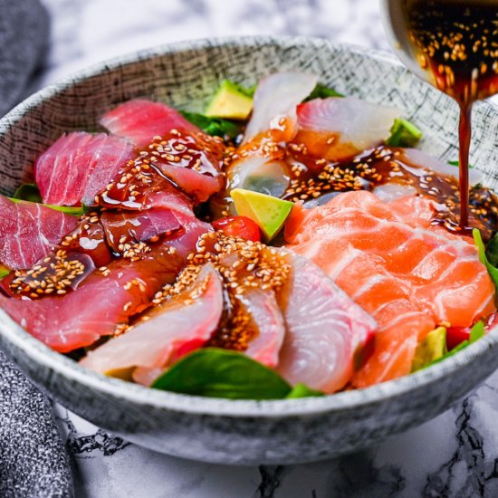 Sashimi Salad (with Soy Dressing)