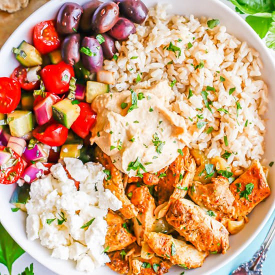 Chicken shawarma rice bowls