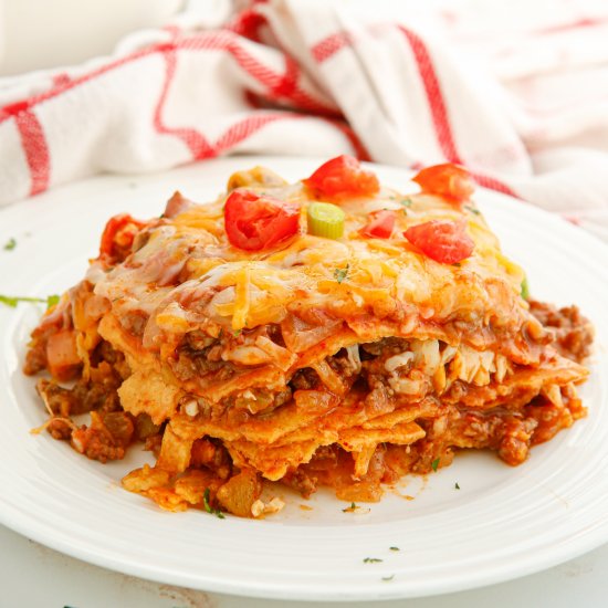 Crockpot Beef Enchilada Casserole