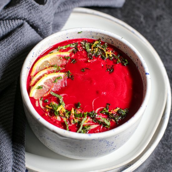 Creamy Whole30 Beet Soup with Herbs