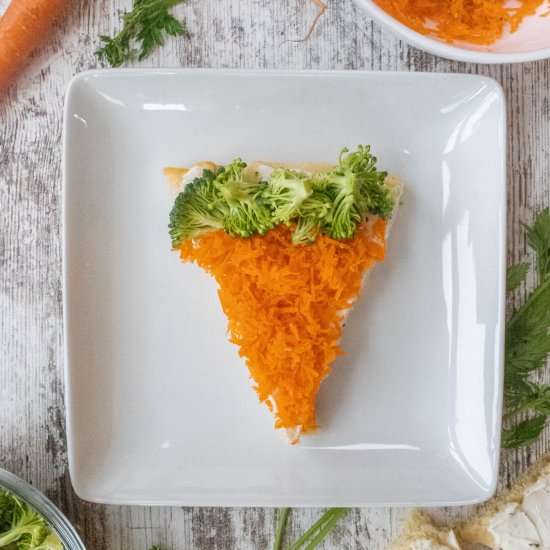 Carrot-Shaped Veggie Pizza