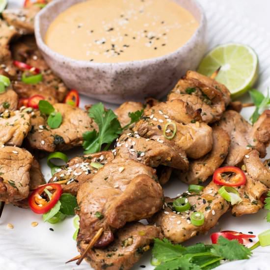 Pork Satay with Thai Dipping Sauce