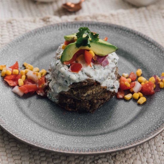 Vegan Black Bean Cakes with Salsa