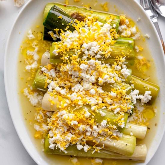 Braised Leeks with Eggs