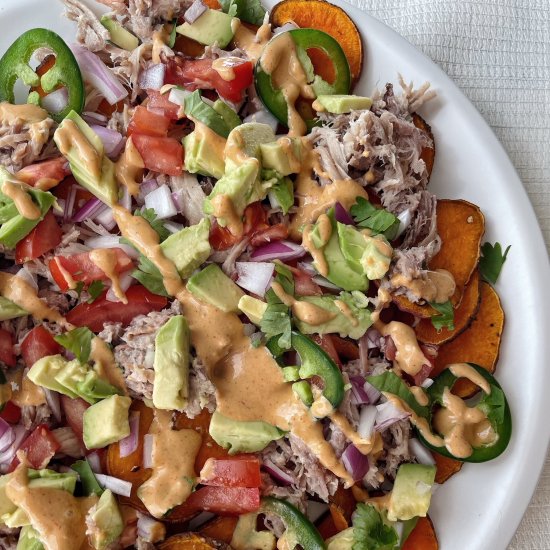 Pulled Pork Sweet Potato Nachos