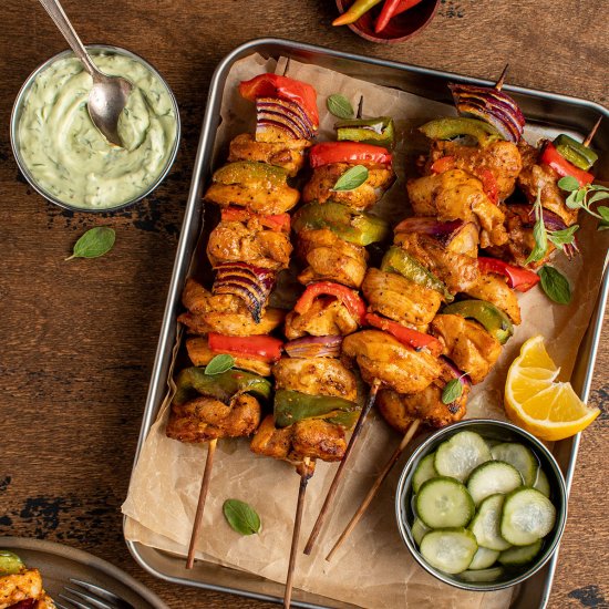 Piri piri chicken skewers