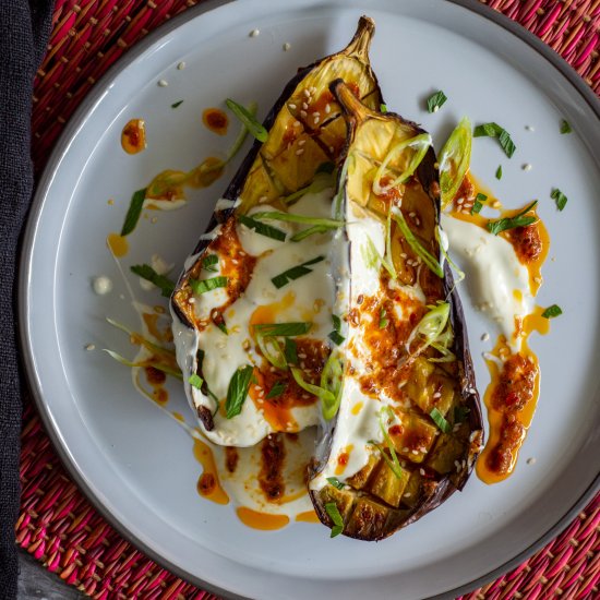 Roasted Eggplant, Harissa Yoghurt