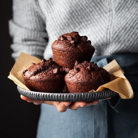 Jumbo Vegan Chocolate Beet Muffins