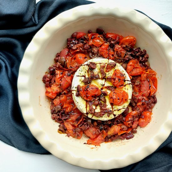 Baked Brie with Olives & Tomatoes