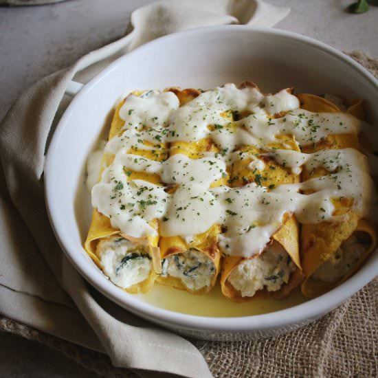 Crepes with ricotta and courgettes